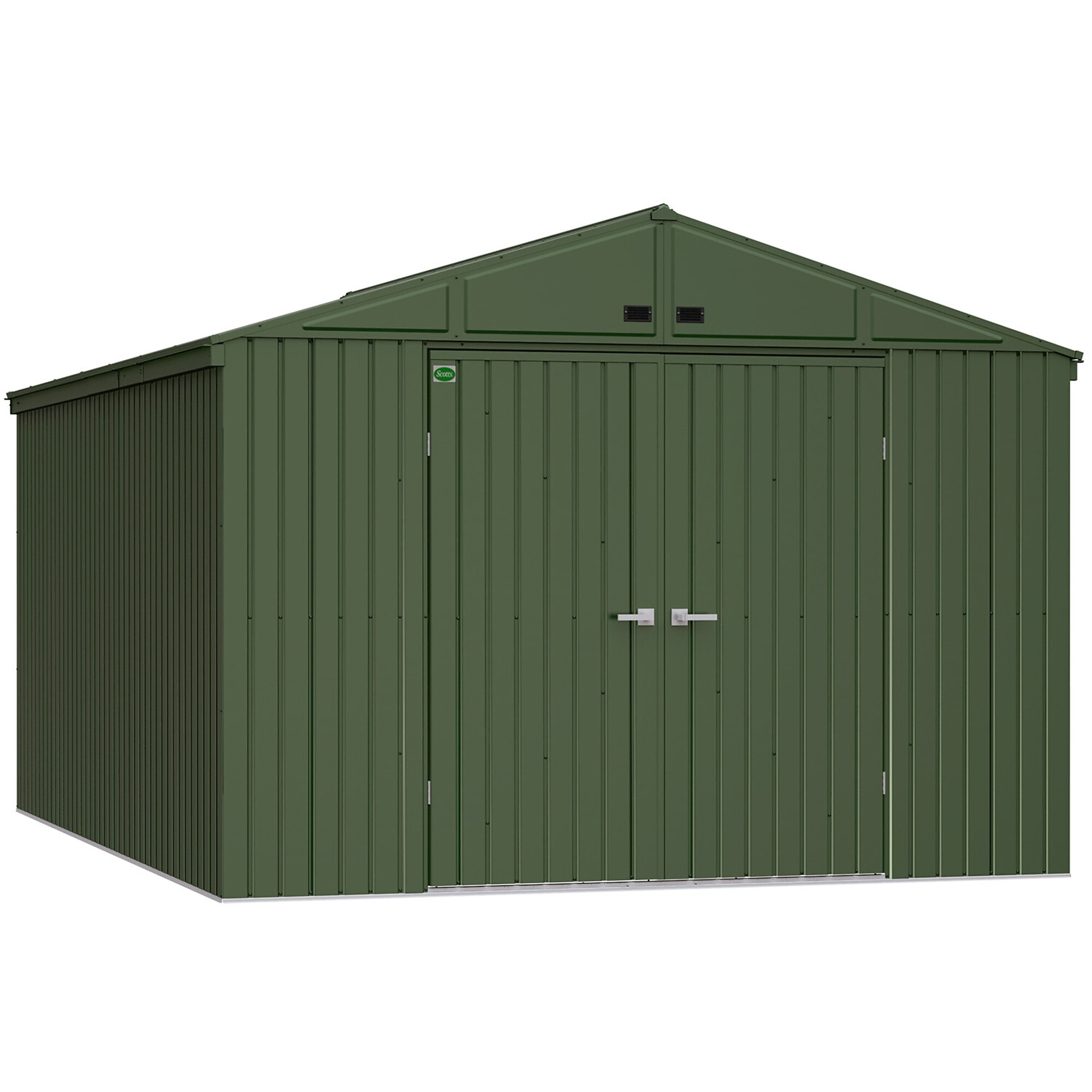 Arrow Storage Products, Scotts Lawn Care Storage Shed, 10x14, Green, Length 10 ft, Width 14 ft, Model# STTEG1014